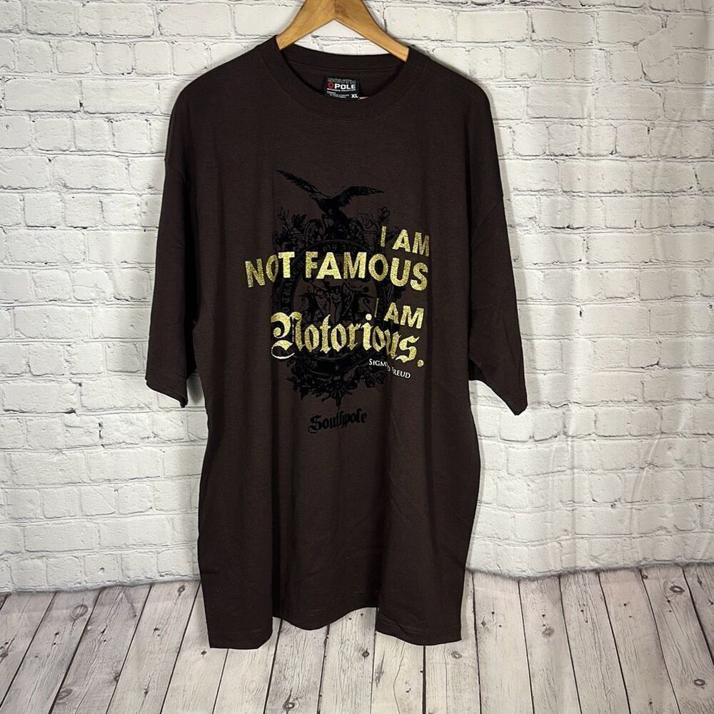 Vintage‎ South Pole Brown Sigmund Freud Short Sleeve Graphic Tshirt size XL